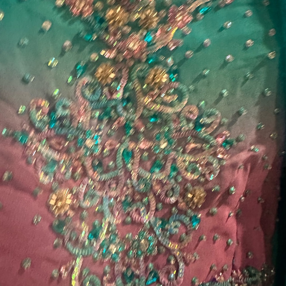 Embroidered Blue and purple lengha